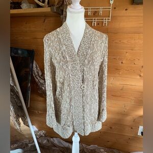 Christopher & Banks Tan‎ Cable Knit Cardigan